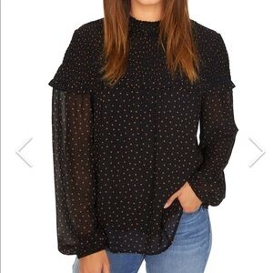 Sanctuary Bria Black polka dot long sleeve smock top Size XS New with tags
